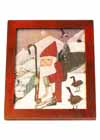 Santa with Skates Winter Picture in Red Frame