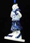 Dutch Ice Skating Girl Ceramic Ornament Traditional Delft Blue