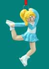 Ornament Blonde Ice Skate Girl In Blue Dress Acrylic 4" Tall