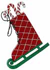 Ice Skate Ornament Red with a Silver Diamond Pattern