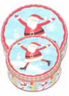 Christmas Santa Ice Skating Nesting Tins Rounds Storage Bins Set