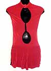 Consignment Red Velvet Dress Black Accents Cut Out Back Adult M