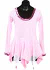 Consignment Custom Pink Lycra White Lace Overlay LS Child 12-14