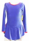 Consignment Periwinkle Blue Velvet Coral Trim Skirt Child 8-10