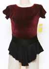 Consignment Burgundy Velvet Floral Black Lycra Skirt Child 6-8