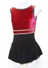 Consignment GK Burgundy Velvet SL Top Black Lycra Skirt Adult S
