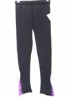 PolarTec Custom Black Pant W Purple V Ankle Rhinestone Child XS