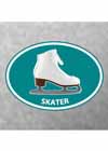 Decal White Skate Aqua Oval With "Skater" Underneath 4"x5"