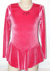 Custom Hot Pink Velvet Long Sleeve Ice Skating Dress Child M