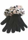 Faux-Fur Cuff Gloves Safari Leopard For Women