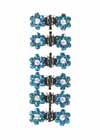 Hair Clips Rhinestone Flower Petals Turquoise Matching Set of 6