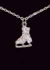 Jewelry Crystal Skate Necklace Silver W Clear Crystals 16" Chain