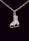 Jewelry Crystal Skate Necklace Silver W Pink Crystals 16" Chain