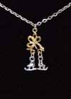 Jewelry Bows and Skates Necklace Silver W Gold Bows 16" Chain