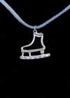 Jewelry Pewter Skate Pendant on Suede Cord Blue