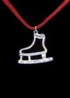 Jewelry Pewter Skate Pendant on Suede Cord Red