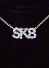 Jewelry SK8 Necklace with Crystals on a 16 Inch Chain