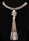 Crystal Tassel Drop Necklace Amber 18 Inch