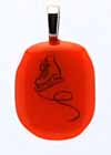 Glass Single Ice Skate Pendant Red A