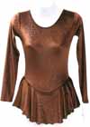 Motionwear 8023 Long Sleeve Velour Dress Chocolate Adult S
