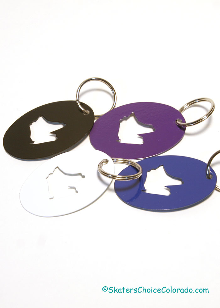 Key Chain Ring Skates Purple and White - Click Image to Close