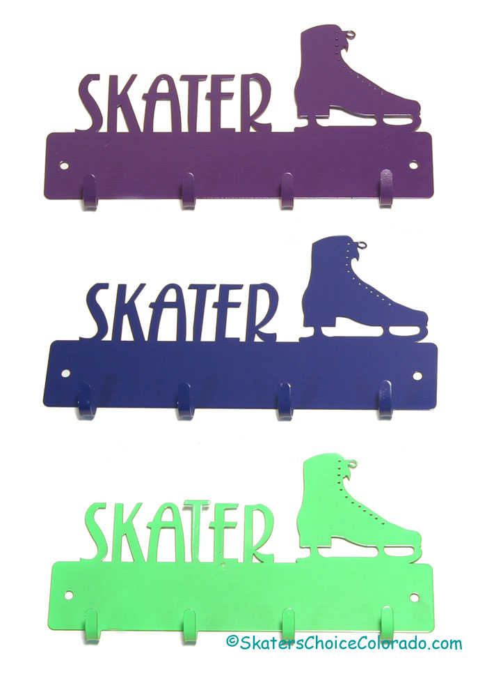 Skater Metal Key Holder Blue, Green, Purple and White - Click Image to Close