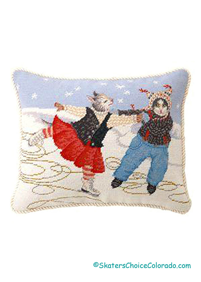 Skaters Needlepoint Pillow - Click Image to Close