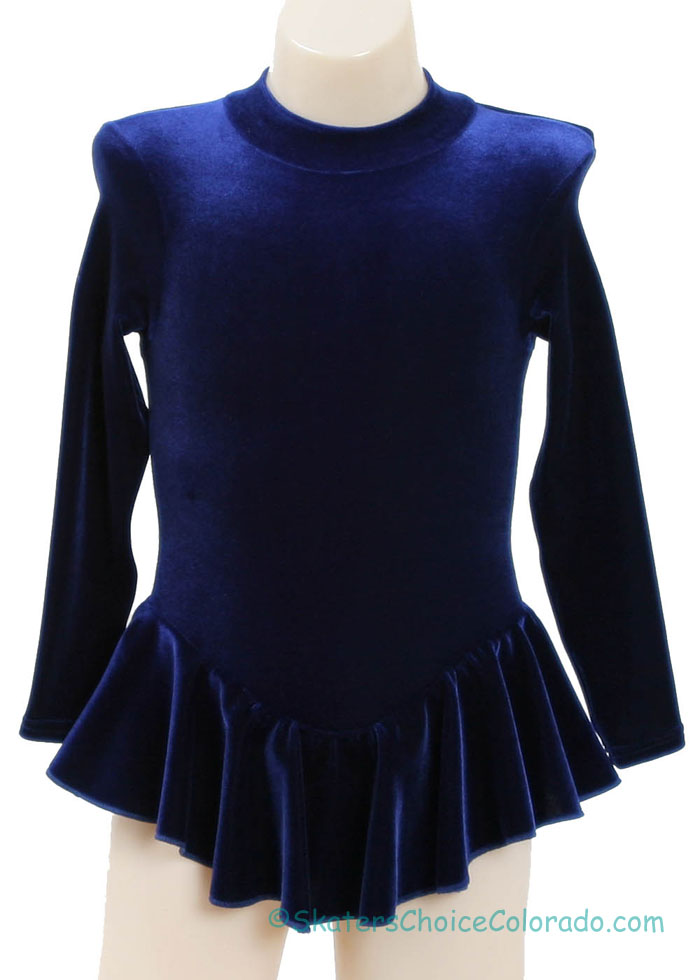 Body Wrappers LS Mock Turtleneck Full Skirt Dress Navy Child 3-4 - Click Image to Close