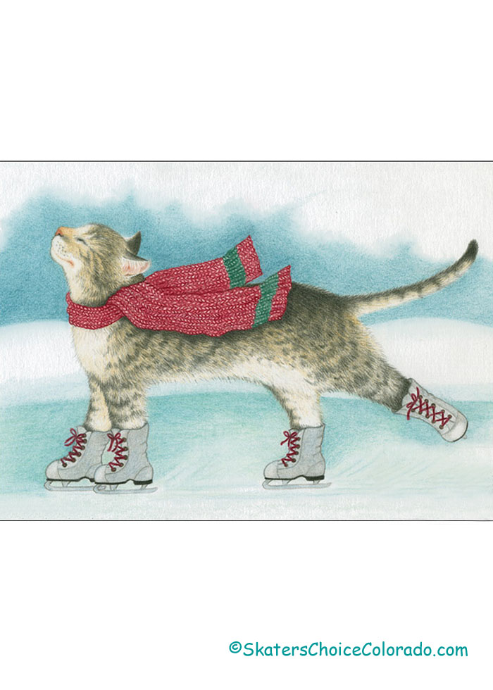 Winter Bliss Skating Cat 5x7 Christmas Card Box - Click Image to Close