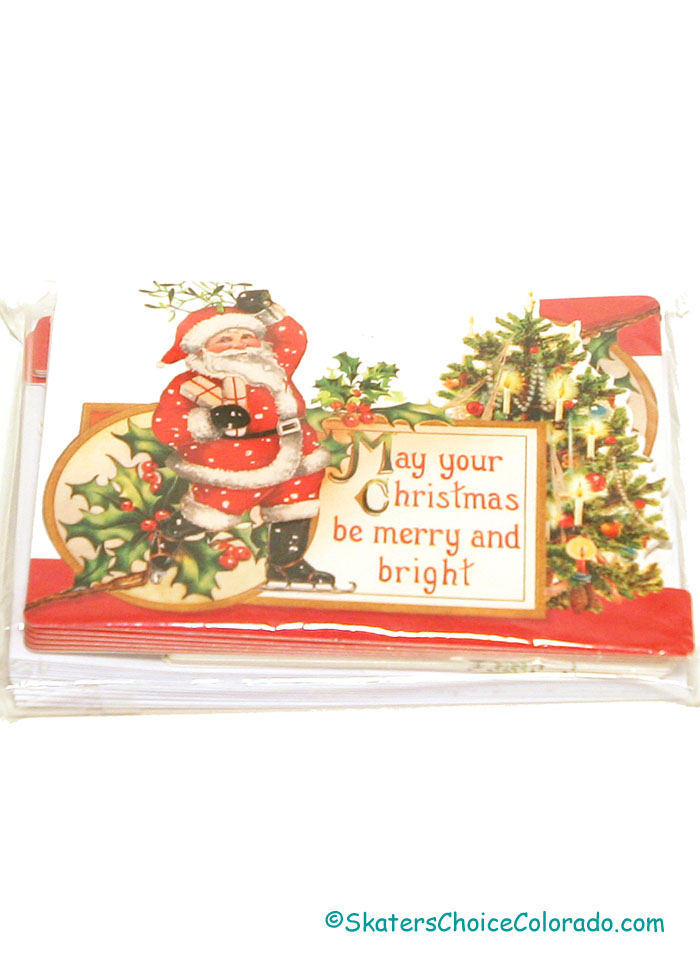Skating Santa Holly Christmas Card Box - Click Image to Close
