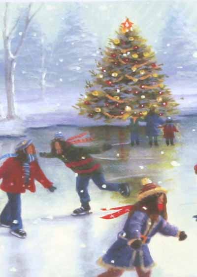 In the Spirit Ice Skating Christmas Card Box - Click Image to Close