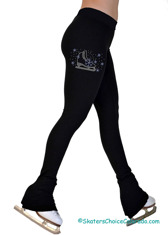 P22 Skate W Blue Snow Flakes Black Pants 3” Waist Swarovski MSB - Click Image to Close