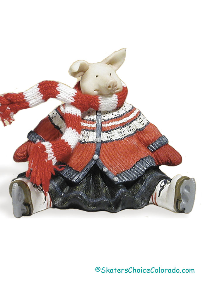 Pig on Ice Resin Figurine - Click Image to Close