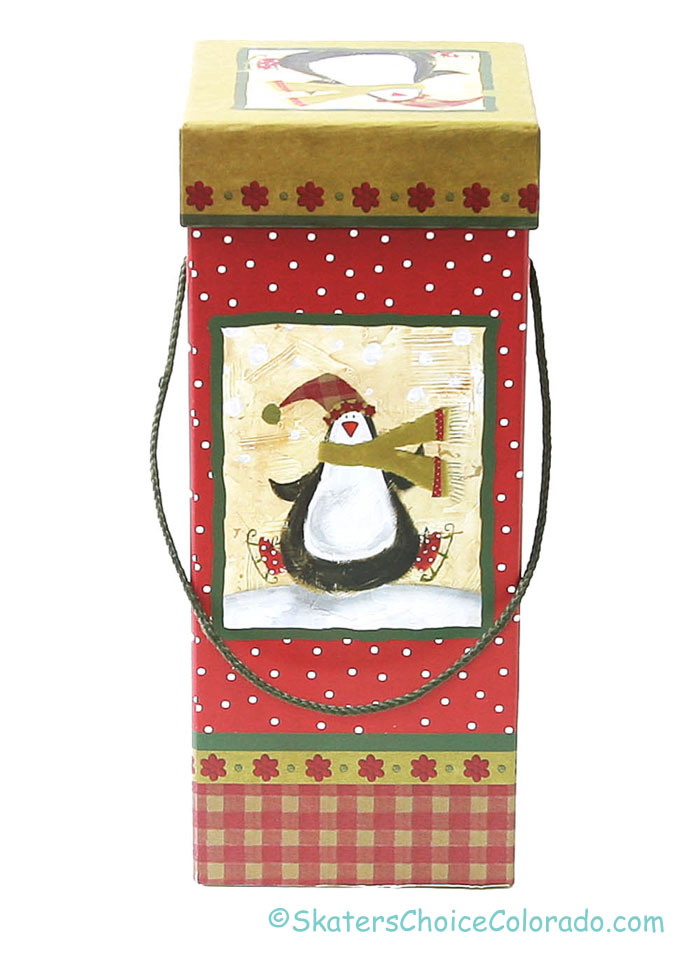 Skating Penguin Gift Box Square 13.5 Inches Tall - Click Image to Close