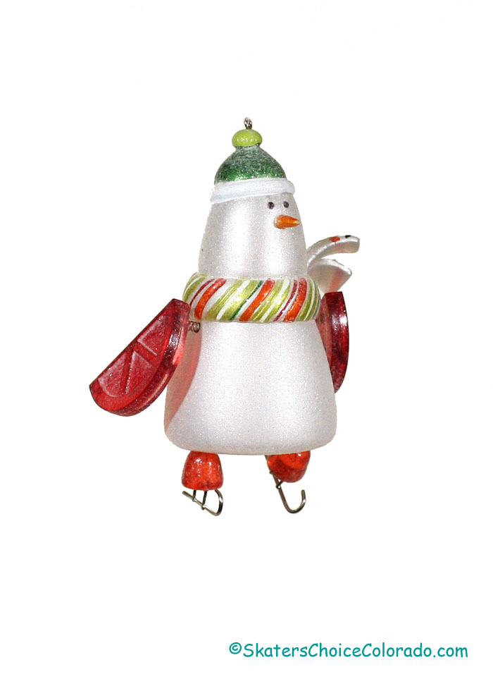 Skating Penguin Ornament Green Hat - Click Image to Close