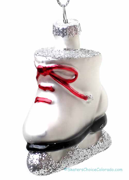 * Small Glass Skate Ornament with Glitter Blade * - Click Image to Close