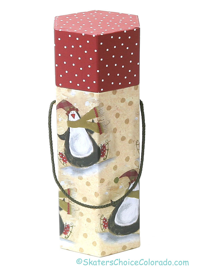 Skating Penguin Gift Octagon Square 11.5 Inches Tall - Click Image to Close