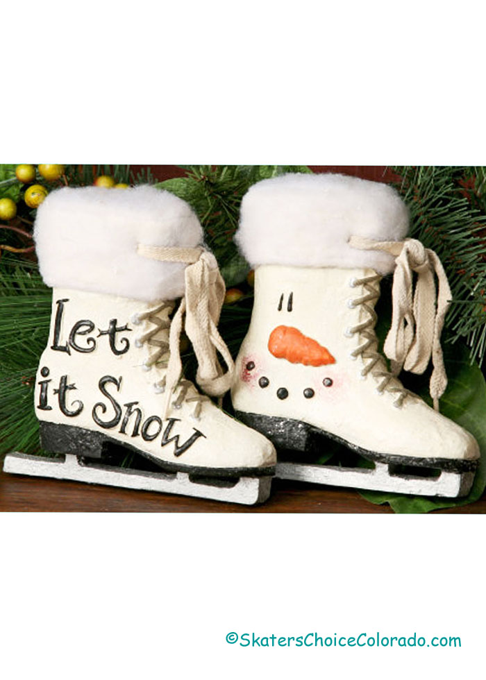 * Hanging Pair of Resin Skates Let it Snow Snowman * - Click Image to Close