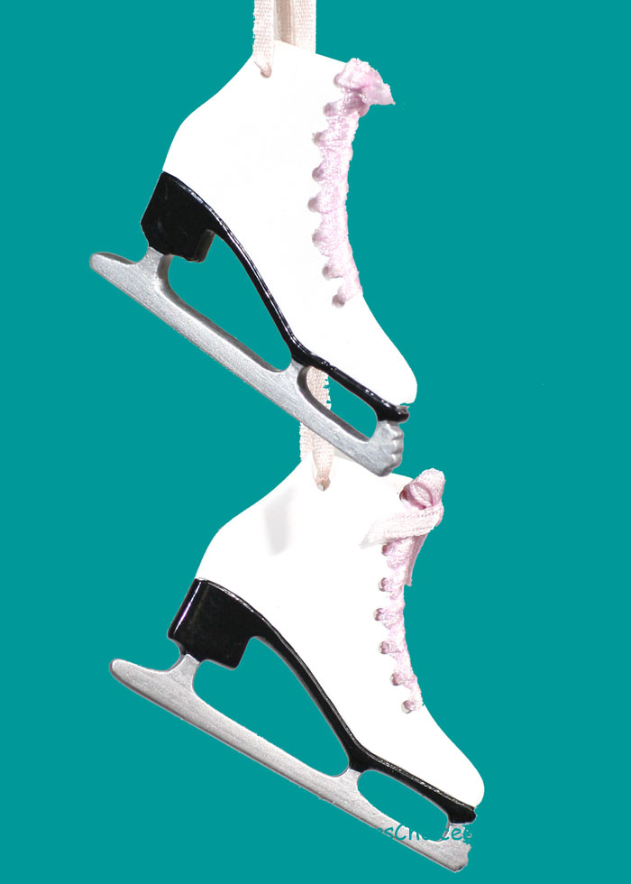 * Pair of White Ice Skates Ornament * - Click Image to Close