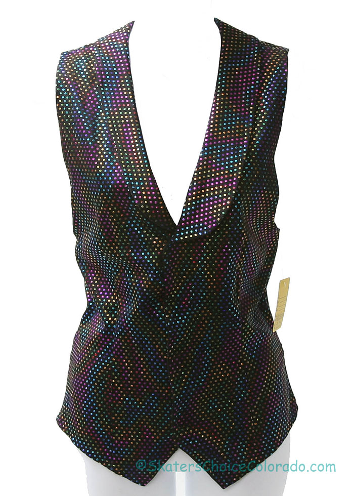 Consignment Custom Vest Lycra Rainbow Metallic Dot Adult S - Click Image to Close