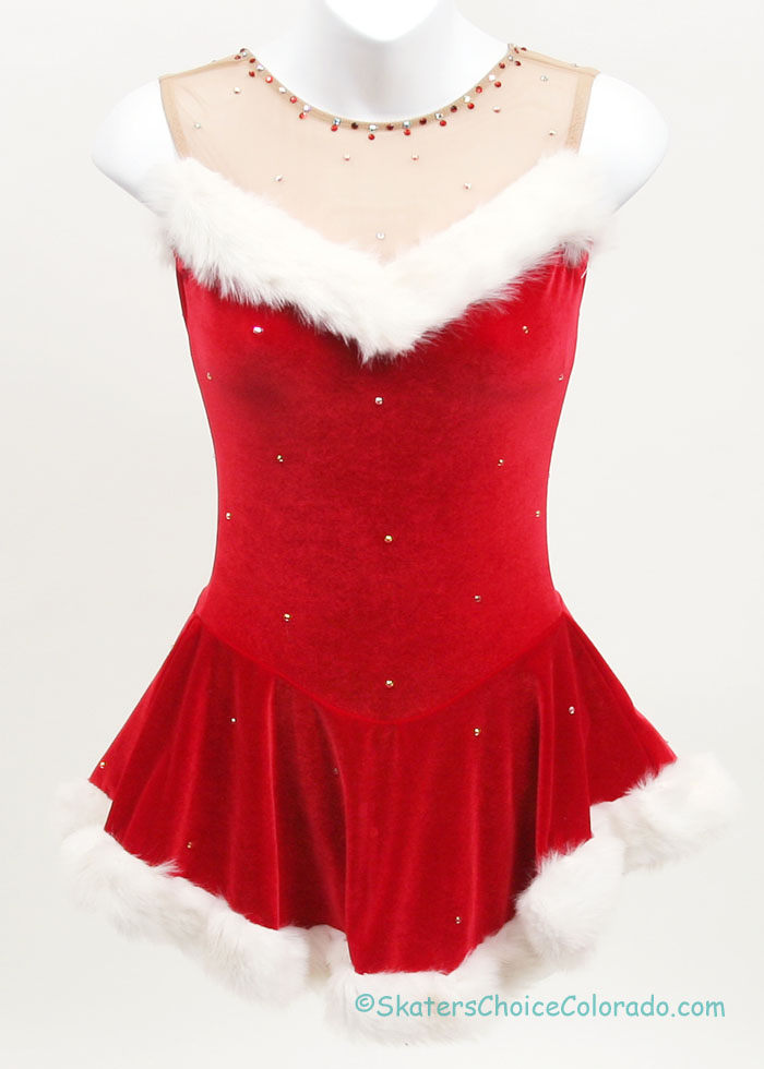 Consignment Iskatewear Red Velvet Santa White Fur Stone Adult XS - Click Image to Close