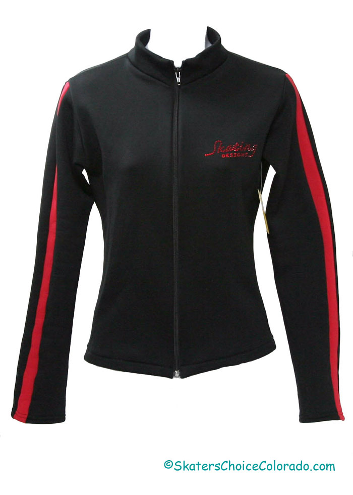 Consignment Skating Designs Black Red Stripe Stones Adult S - Click Image to Close