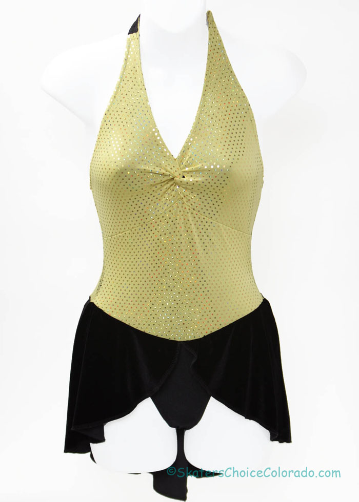 Consignment Design Works Yellow Lycra Halter Metallic Child L - Click Image to Close