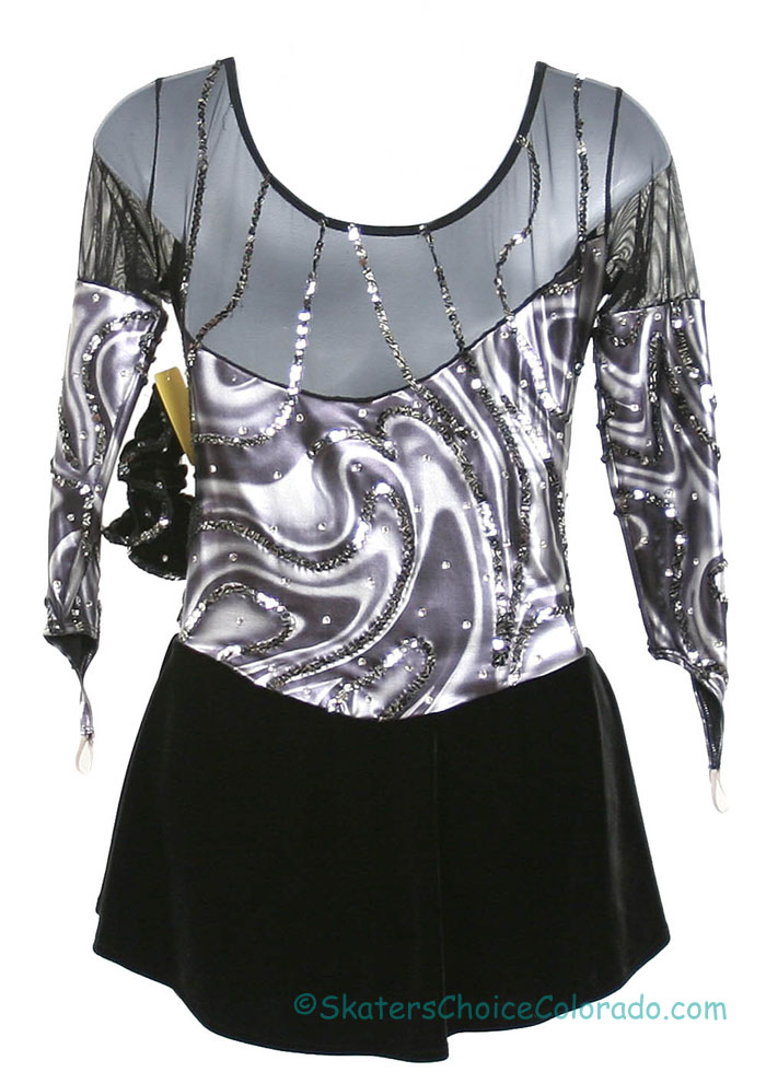 Consignment Twizzle Shimmer Grey Black Metalic Sequins Adult M - Click Image to Close