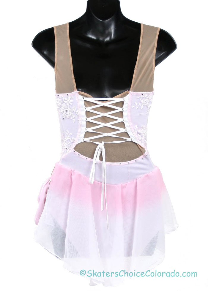 Consignment Sharene Pale Pink Lace Bodice Swarovsk Stone Adult M - Click Image to Close