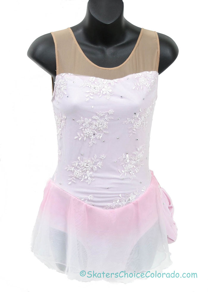 Consignment Sharene Pale Pink Lace Bodice Swarovsk Stone Adult M - Click Image to Close