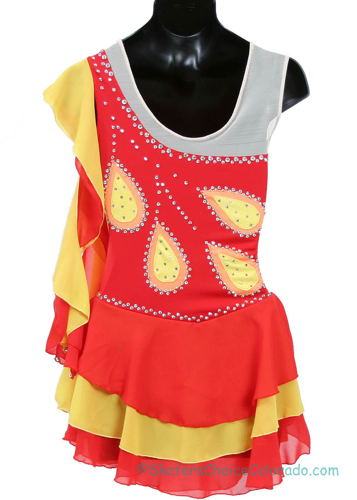 Consignment Ice Fairy Red Lycra Yellow Orange Tear Drop Child 12 - Click Image to Close