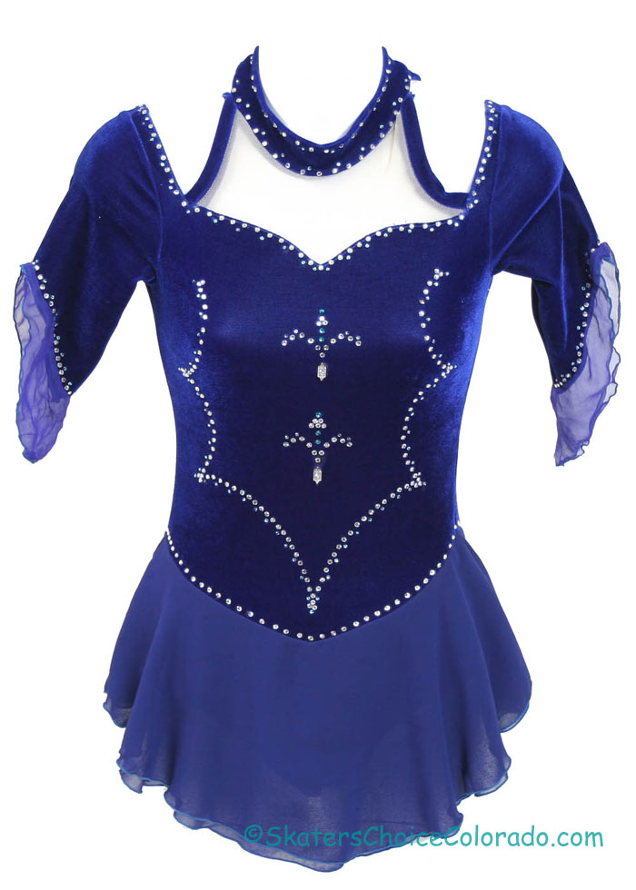 Consignment Royal Blue Cut Out Mesh Swarovski Stones Child 10 - Click Image to Close