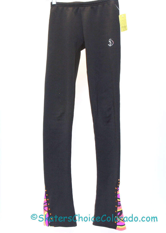 Consignment Black Fleece Pants Multi Color Rhinestones Adult XL - Click Image to Close