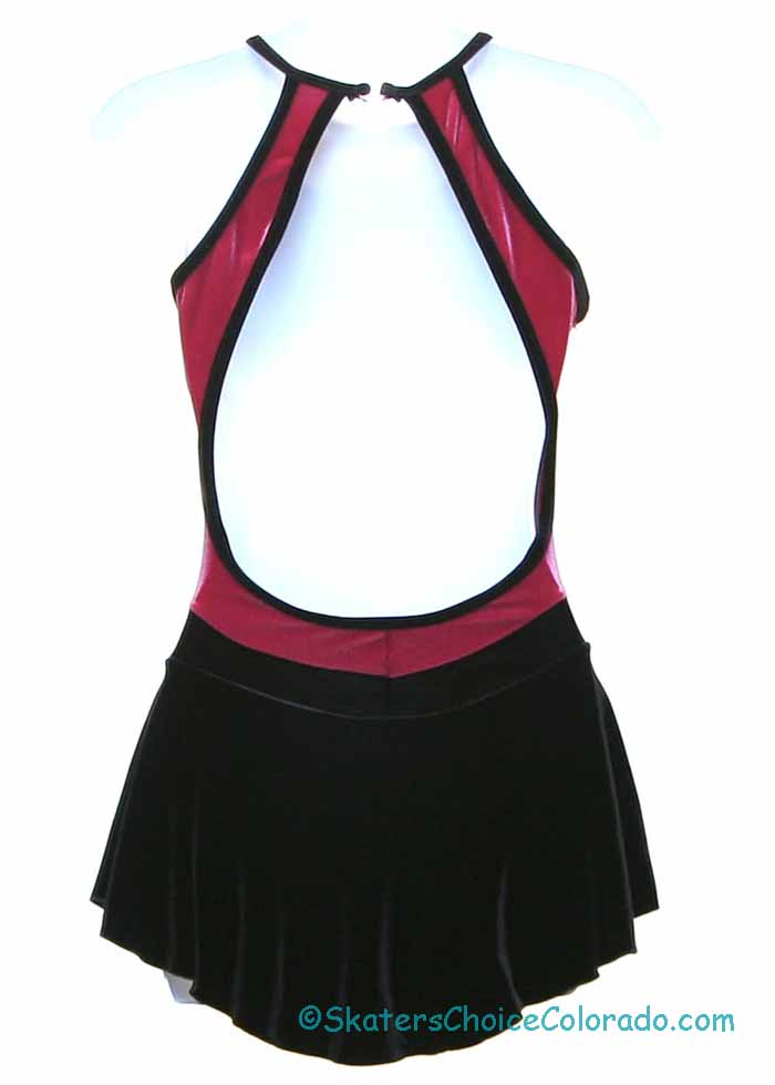 Consignment Motionwear SL Mauve Black Velvet Dress Adult S - Click Image to Close